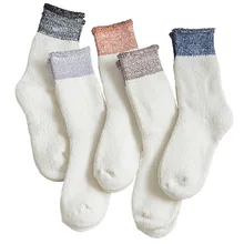 Зимние женские носки, хлопковые толстые двухцветные носки, сохраняющие тепло, удобные мягкие Повседневные носки для женщин, милые