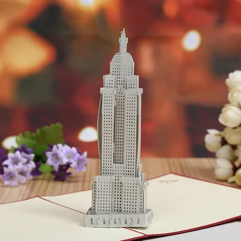 

Factory direct business card paper creative The Empire State Building three-dimensional hollow building custom invitation card