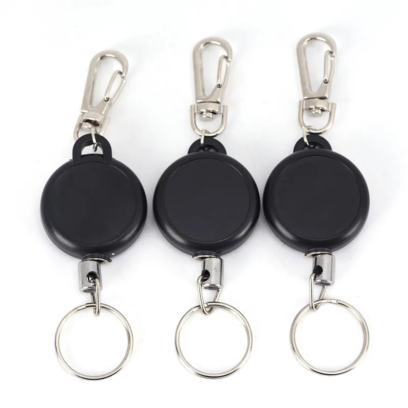 

60cm Retractable Keychain Badge Reel Retractable Recoil Ski Pass ID Card Holder Key Ring Key Chain Steel Cord
