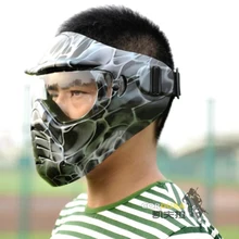 Пейнтбол страйкбол Анти-туман полный очки черная маска для лица шаблон шлем