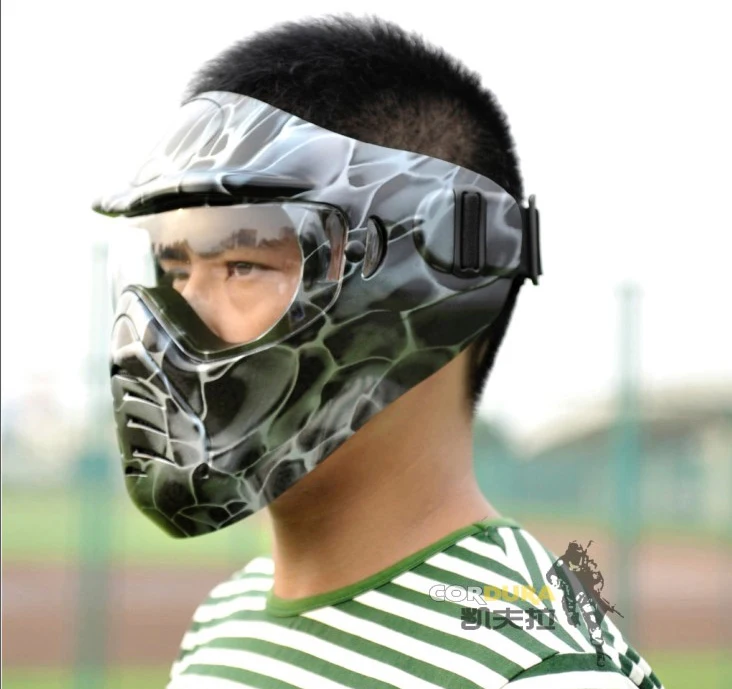 

Paintball Airsoft Anti-fog Full Goggle Face Mask Black pattern helmet
