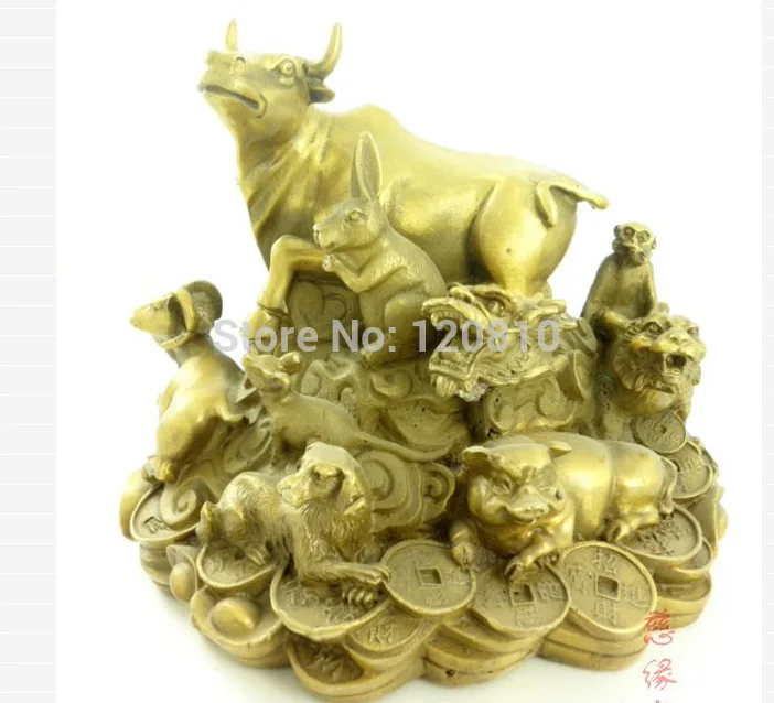 

Zodiac copper transporter defends cattle Cai bull Home Decoration statue