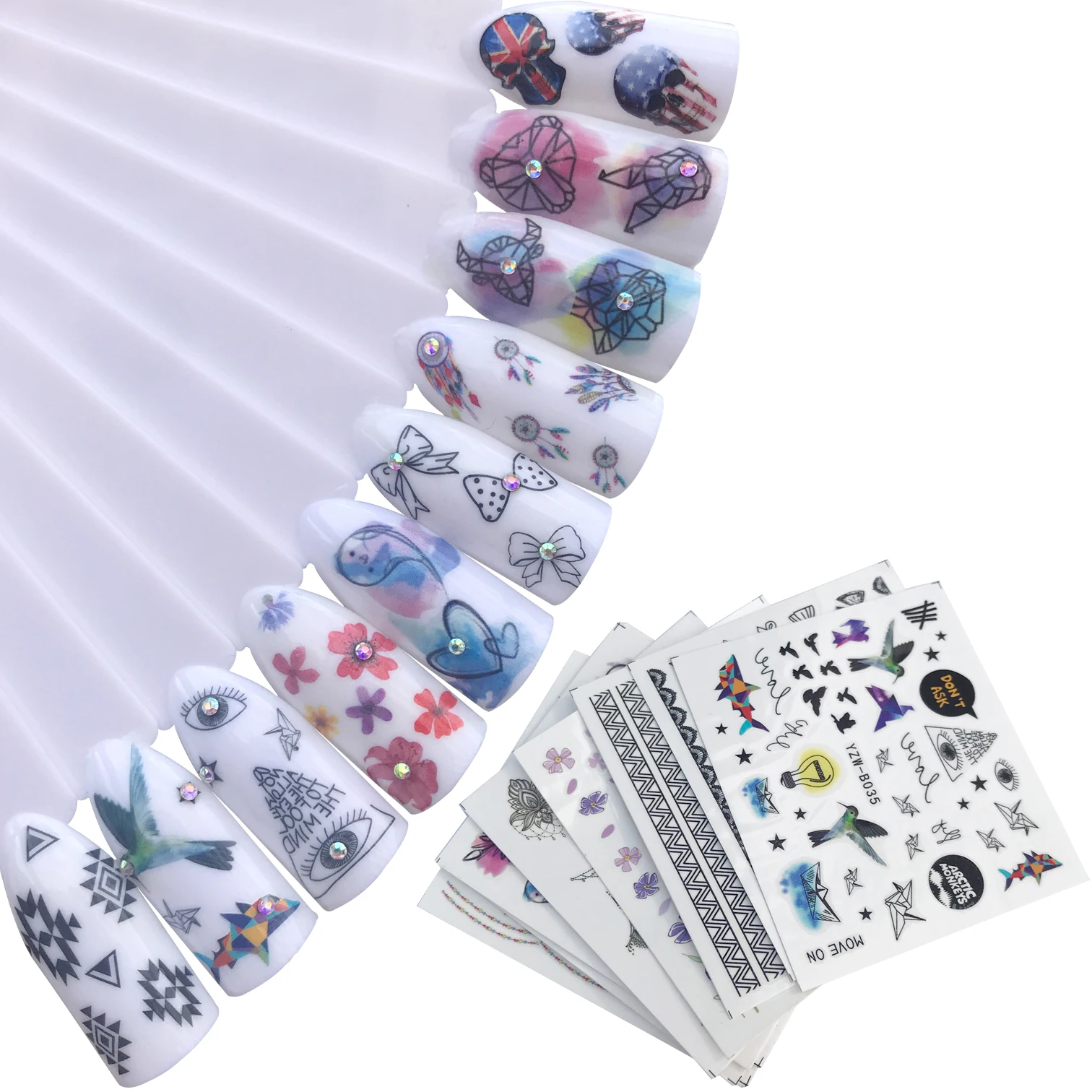 

YZWLE 1PC Summer Nail Stickers Butterfly Flower Fruit Necklace Jewelry Pattern Nail Art Water Transfer Stickers Mixed Nail Tips