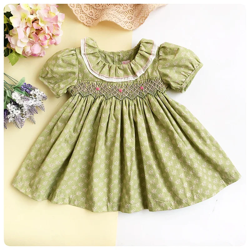 

Summer Newborn Girl Cotton Dresses 6 to 12 Months Infant Baby Girls Smocked Smocking Princess Dress For 1-3 Years Girl Clothing