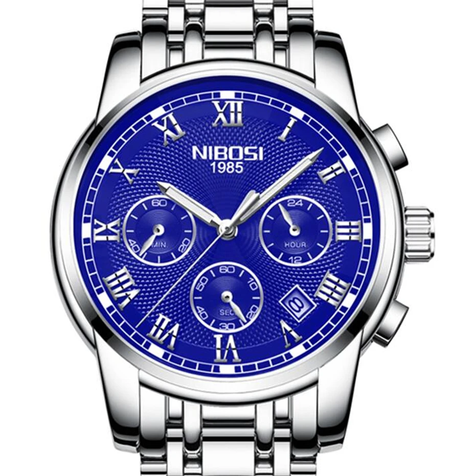 

NIBOSI Complete Calendar Wrist Watch Men's Watch Luxury Businessman Relogio Masculino Waterproof Watches Stainless Steel