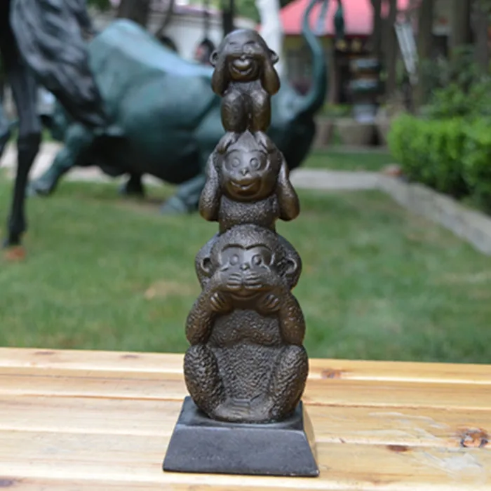 3 wise monkey garden statues large