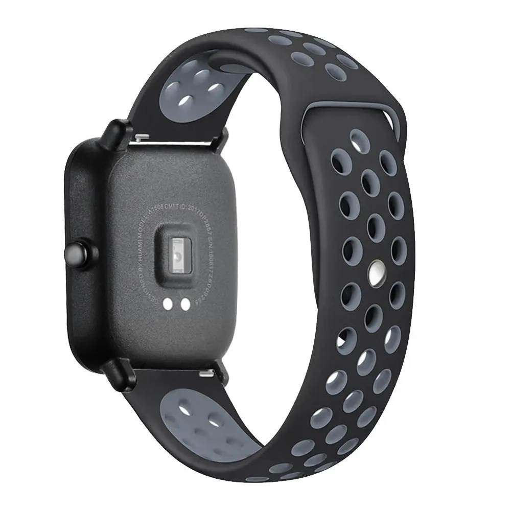 Силиконовые Умные аксессуары, браслеты для Xiaomi Huami Amazfit bip Youth/Lite, двойной цветной сменный смарт-ремешок для часов 20 мм - Цвет ремешка: Black gray