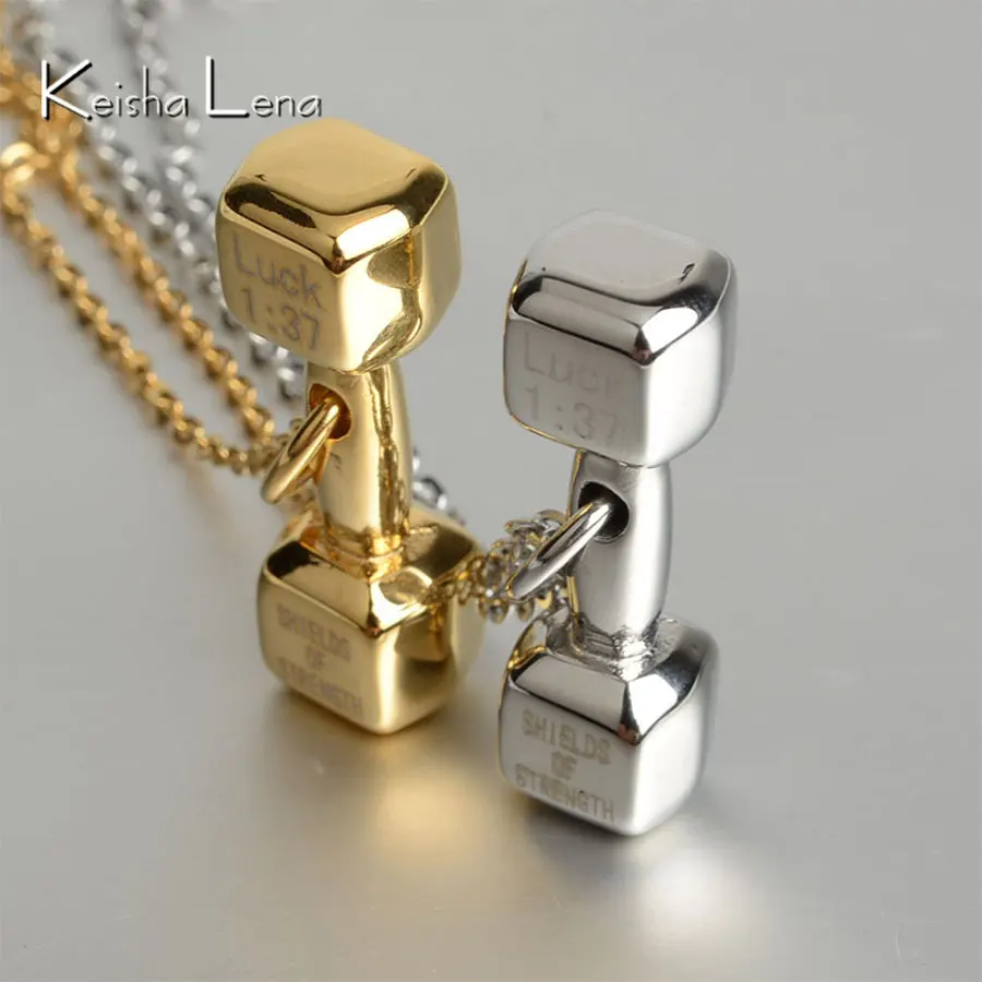 

Keisha Lena men stainless steel necklace Men's Fashion Popular Jewelry Silver / Gold Dumbbell necklaces & pendants