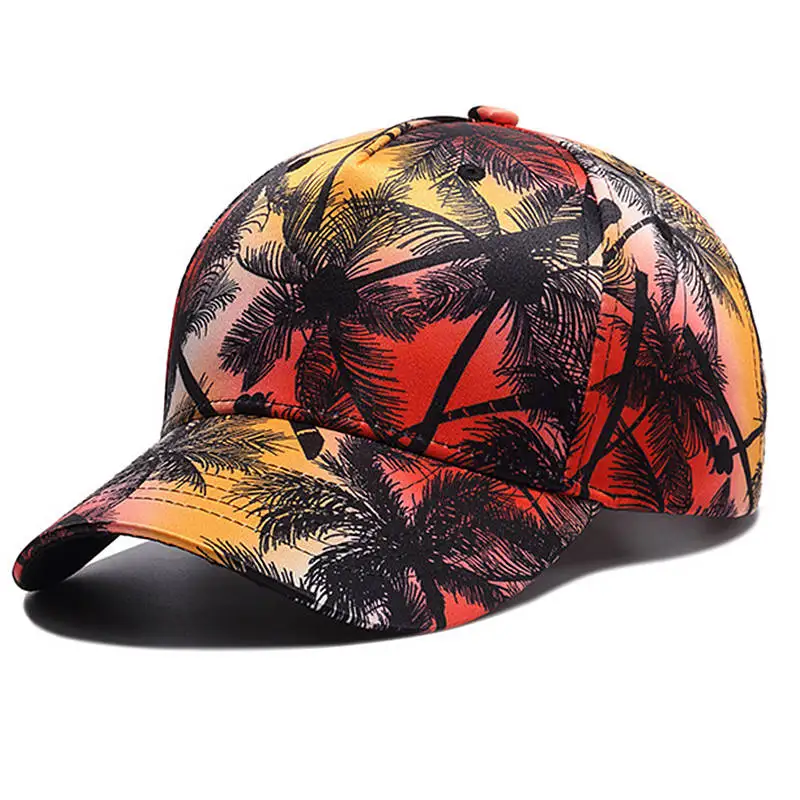 2017 nuevas llegadas azul cielo Gorra De Beisbol hombre mujer gorras De béisbol hueso 6 Panel 3D árboles De coco sombrero Dropshipping venta al por mayor