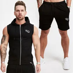 Летний топ Для мужчин s спортивный костюм спортивная одежда комплект для бега Спортивная футболка с коротким рукавом толстовки + брюки Для