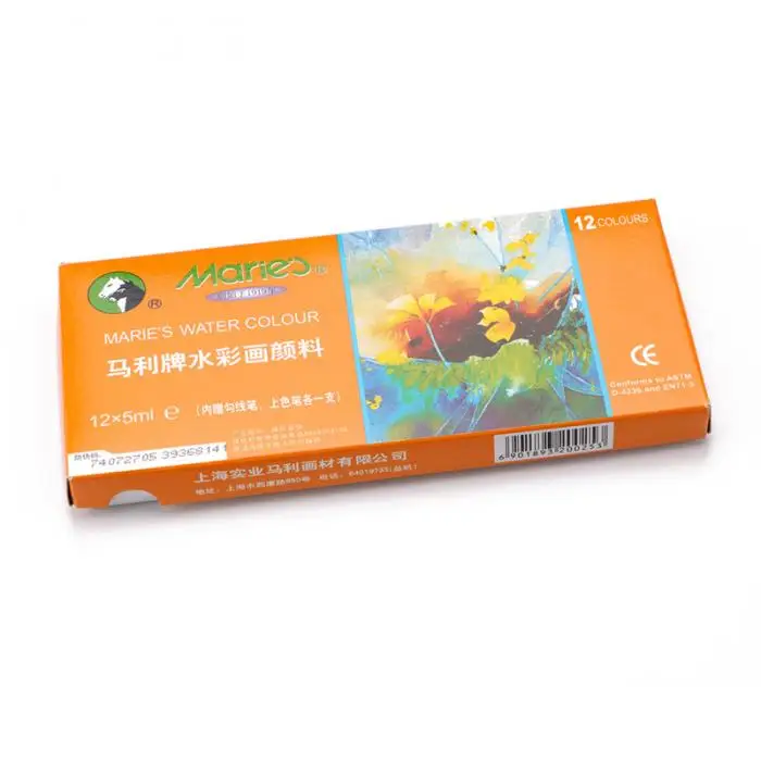 Artigos de Papelaria os Recém-chegados 12 Cor da Água com Escova Tubos Caneta Gouache Pigmento Crianças Pintura Aprendizagem Escola Acessórios 5 ml 9 da água com escova caneta gouache pigmento