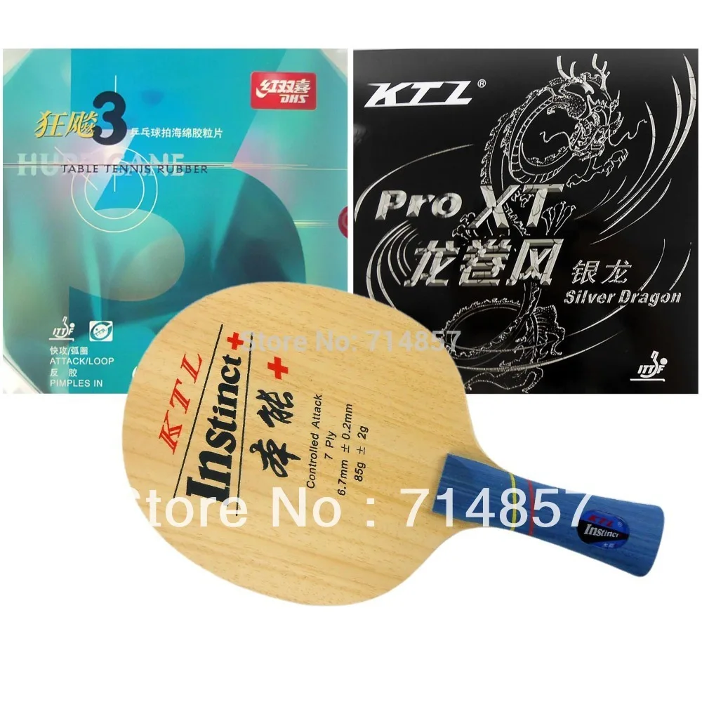 

KTL instinct+ (1009) Shakehand with DHS NEO Hurricane 3 / KTL Silver Dragon Rubber with sponge Shakehand Long Handle FL