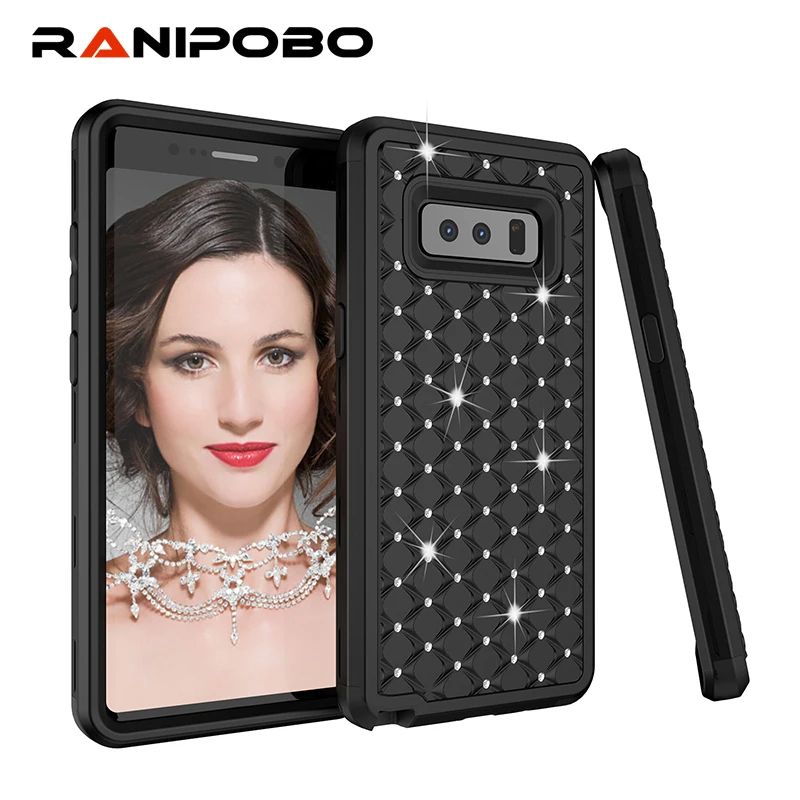 

Phone Cases for Samsung Galaxy Note 8 Full Protection 3 in 1 Hybrid Shockproof Armor PC & Silicone Diamond Case for Galaxy Note8