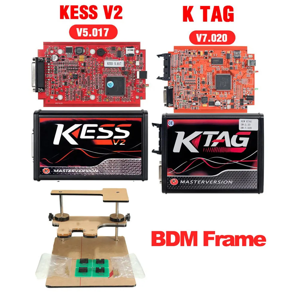 K tag ecu Инструмент для программирования V2.32 ktag V7.020 Kess v2 V4.036 obd2 менеджер токарный набор Мастер онлайн ЕС красный kess v2 5,017 DHL бесплатно - Цвет: KESS KTAG BDM FRAME