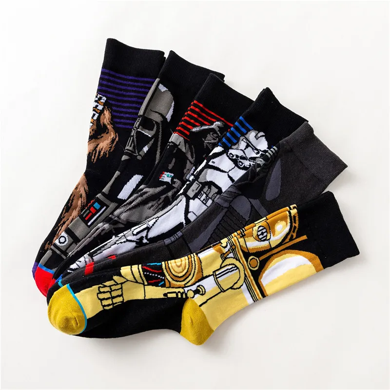 12 пар/упак. комиксы Star Wars джедай-Мастер Йода R2-D2 C-3PO Вуки Косплэй носок Для женщин Для мужчин Пробуждение силы носки подарки на день рождения
