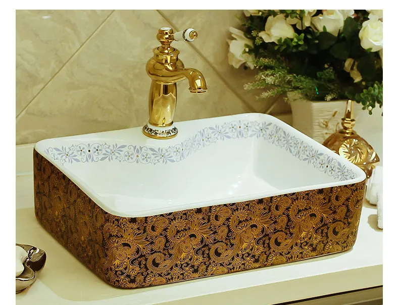 Europe Style Lavobo Ceramic Bathroom Luxurious Artistic Bathroom Sink Countertop vanity wash hand basin (4)