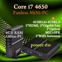 Мини пк Intel core i7 4650U Безвентиляторный Barebone HTPC Intel Nuc Без бродуэлл Graphique HD 5500 300 М Wifi ПК 4 ГБ RAM лучшая еда