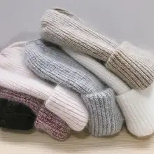 Мужская и wo Мужская зимняя утолщенная теплая вязаная шапка из кроличьей шерсти, упругие мужские шапки и шапочки из кроличьей пряжи R232