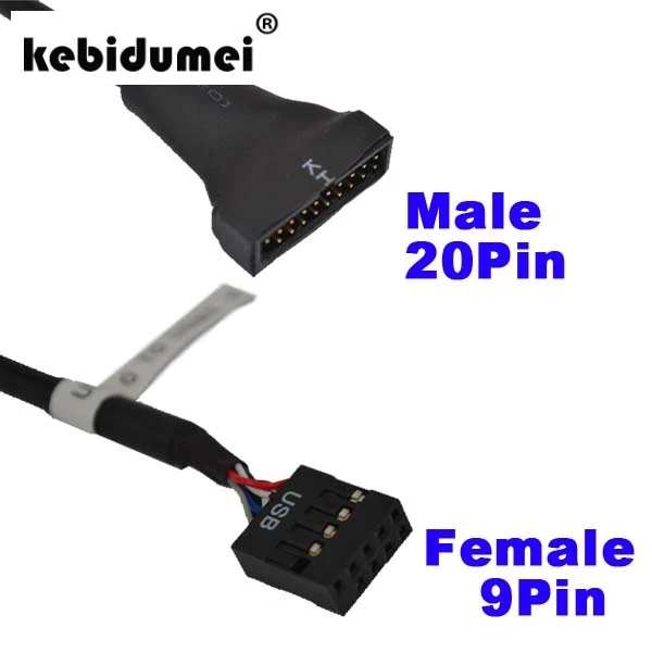 

kebidumei Computer Mainboard Motherboard USB 3.0 20 Pin male to USB 2.0 9 pin Female Housing Cable PC Extension Adapter Cable