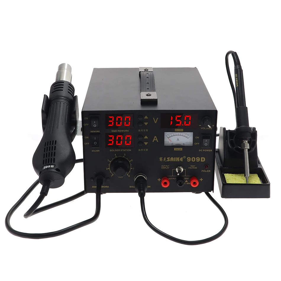 Паяльная станция Saike 909D 220 В 110 700 Вт с паяльником и источником питания постоянного