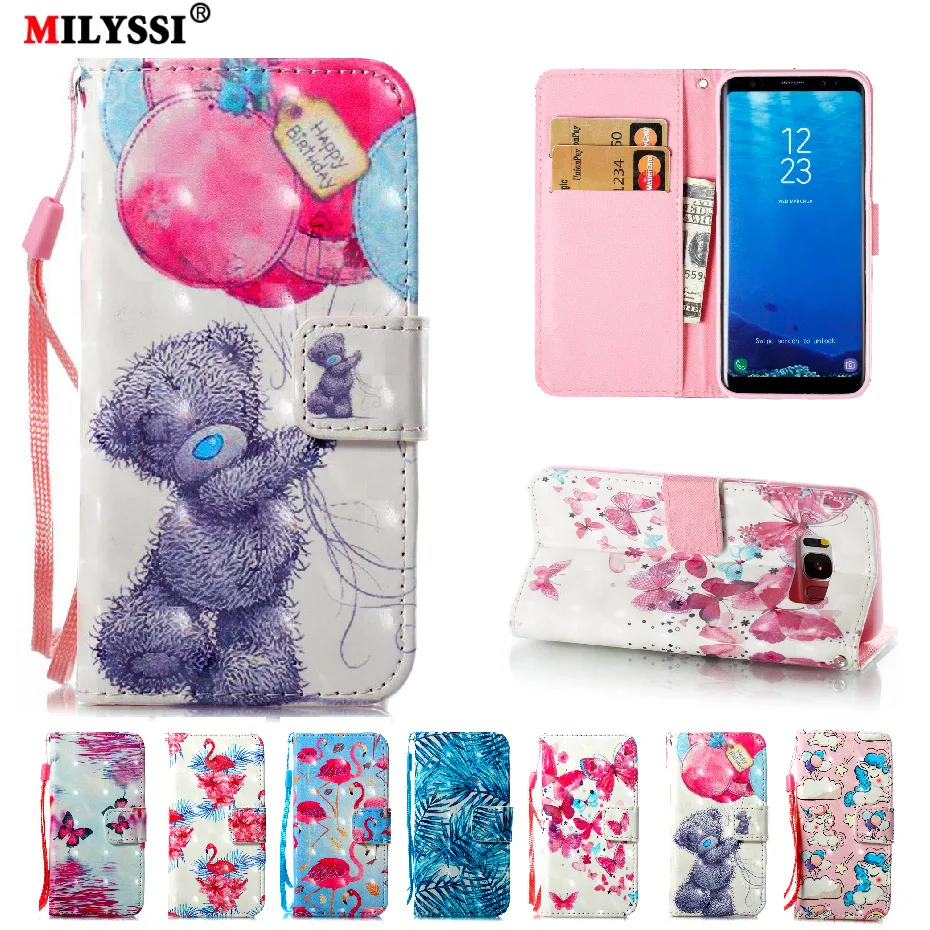 

MILYSSI 3D Vision Painted Pattern PU Leather Phone Case For Samsung galaxy S8 Plus Wallet Cover Case with Stand Card slot