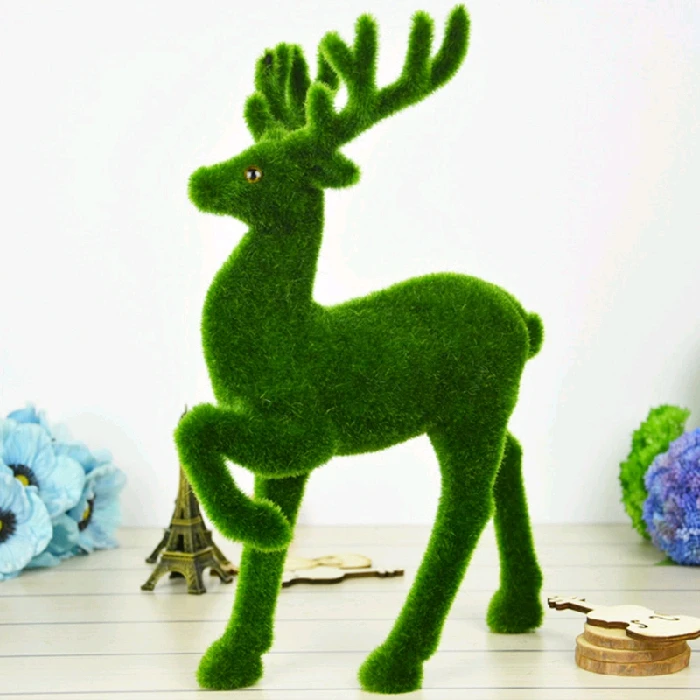 

Creative Artificial Grass Reindeer Turf Small Cute Animals Christmas Fake Deer Plastic Moss Stone Decorative Home Table Dispaly