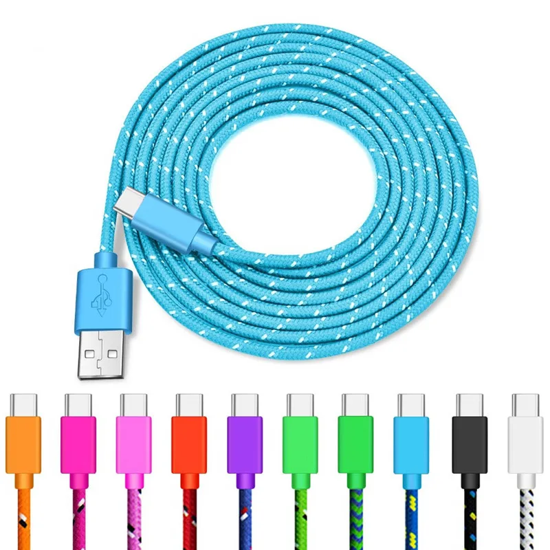 Fast Charging Type-C USB C Mobile Phone Cables 1M/2M/3M USB C Cable Fast Charge For Samsung S10 Plus Huawei Nylon Braided Cable best fast charging cable for android