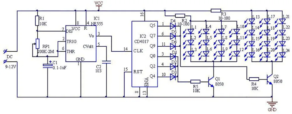 Красный синий двойной цвет мигалки DIY Kit стробоскоп NE555 + CD4017 электронная практика обучения наборы набор частей подарок