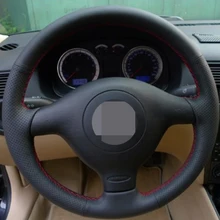 Negro de Cuero Genuino Cubierta Del Volante Del Coche para Volkswagen VW Golf 4 Passat B5 1996-2003 Seat Leon 1999-2004 Polo 1999-2002