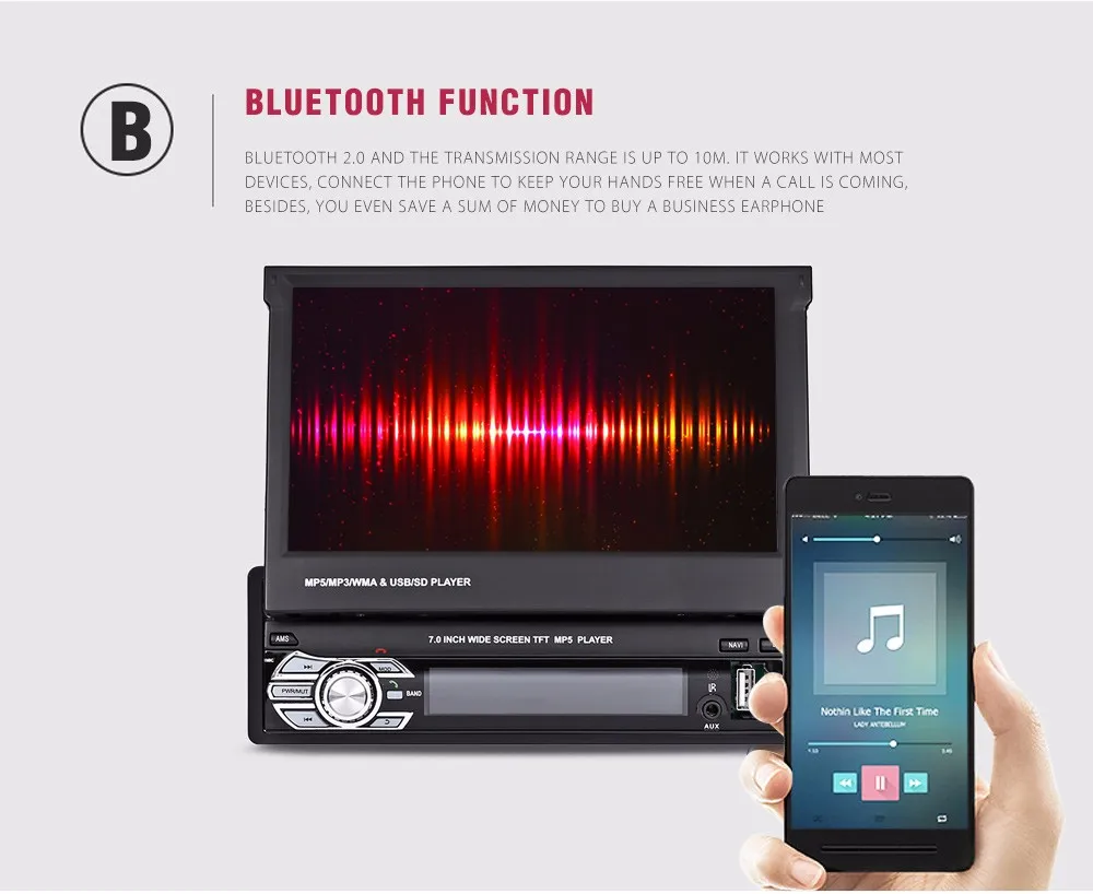 7,0 дюймов TFT lcd экран Выдвижной Автомобиль MP5 плееры Bluetooth Автомобильный мультимедийный плеер FM Авто радио gps Европейская карта заднего хода