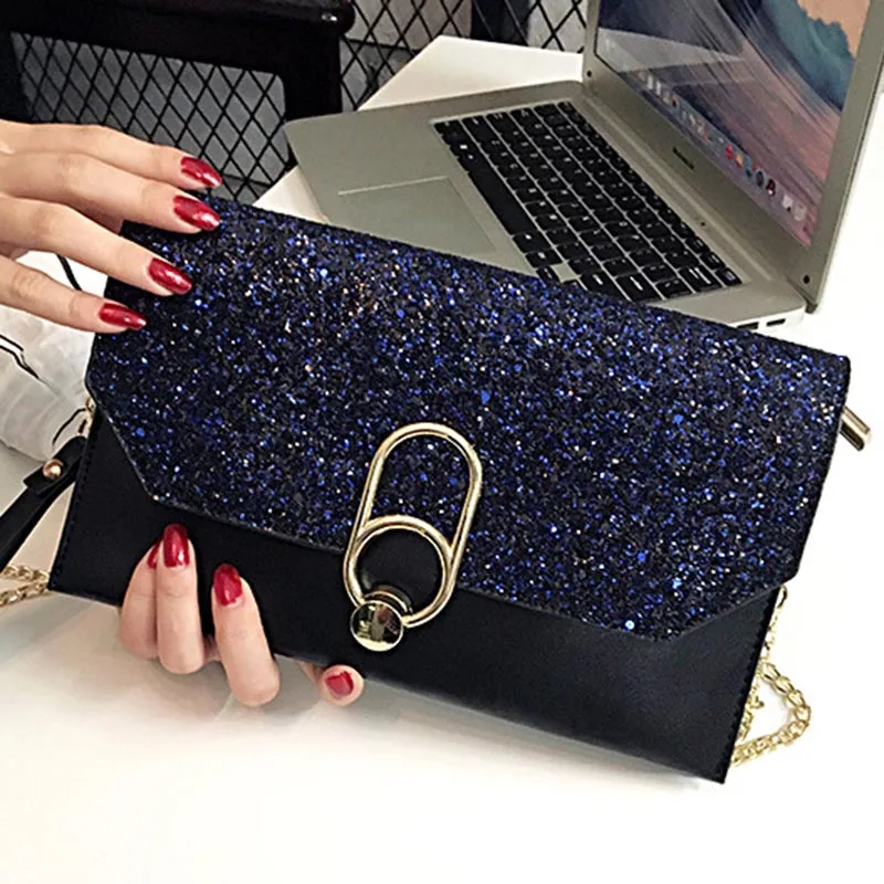 

1 Pcs Women Lady Handbag PU Leather Sequin Fashion Luxury for Money Keys Cards New
