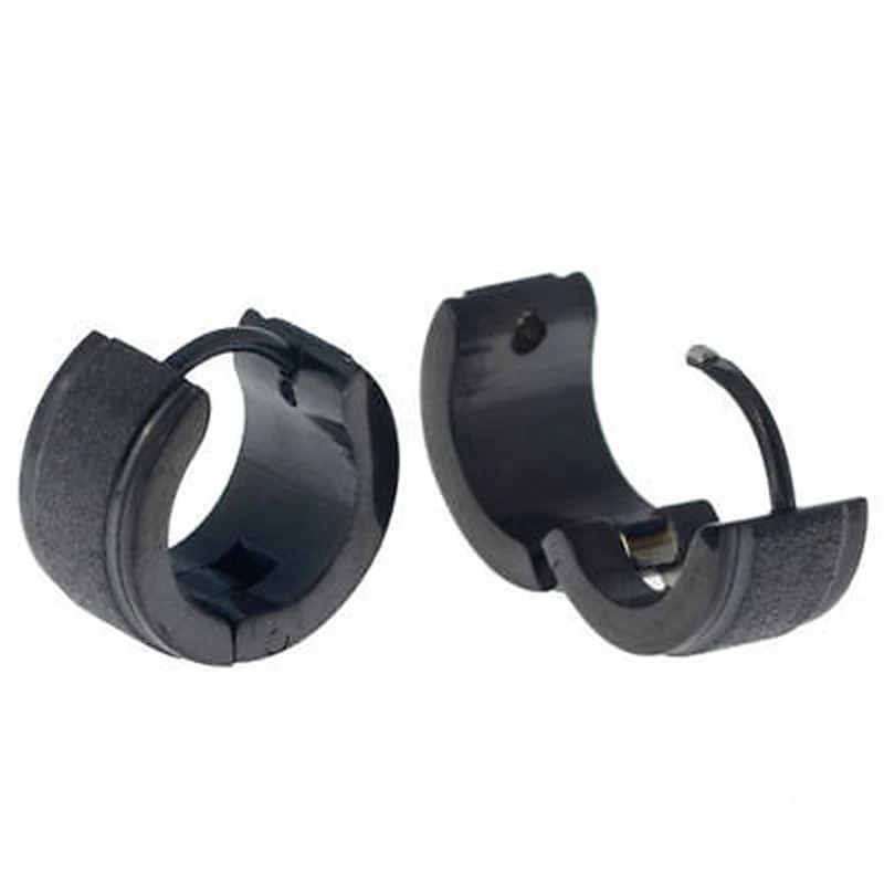 KUNIU Stainless Steel Black Hoop Huggie Round Earrings Ear Stud Frosted