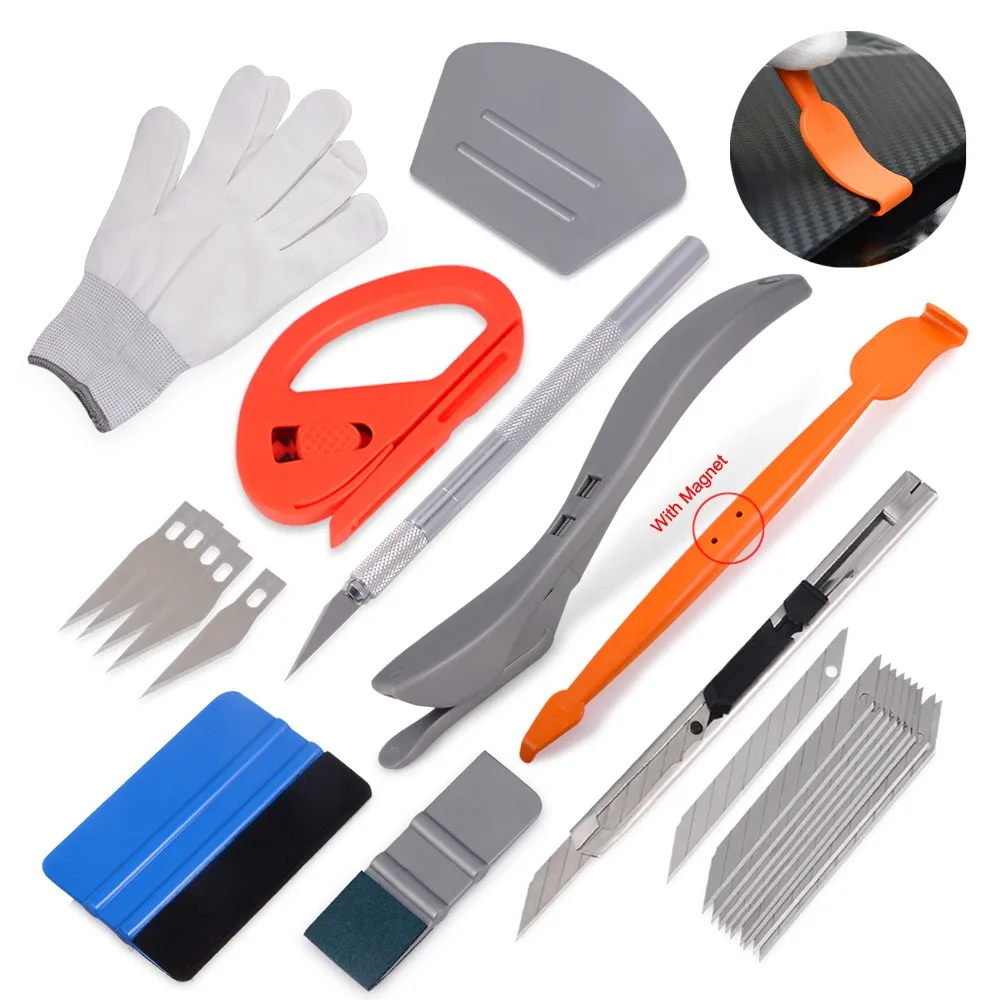 

FOSHIO Vinyl Wrap Car Carbon Film Magnetic Stick Squeegee Scraper Set Auto Sticker Wrapping Tool Vehicle Accessories Art Knife