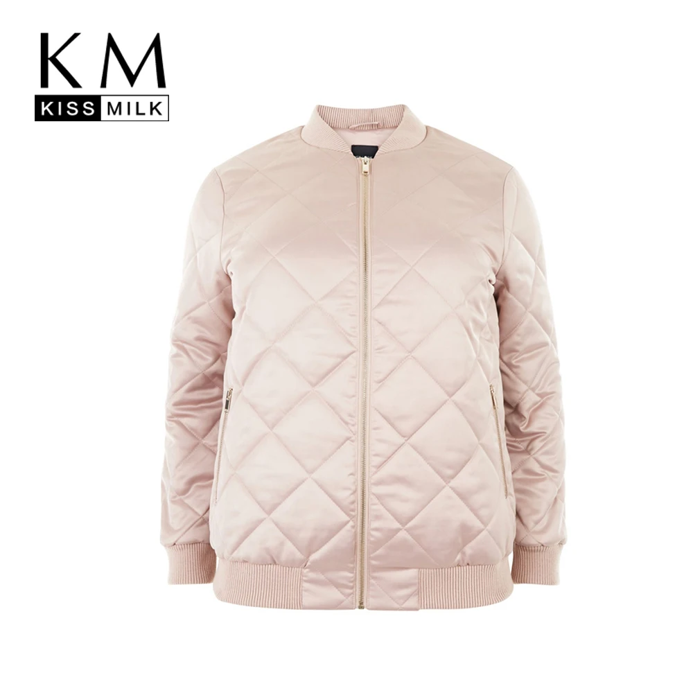 Kissmilk Plus Size New Fashion Women Clothing Basic Casual Warm Outwear Long Sleeve Zipper Big Size Jacket 3XL 4XL 5XL 6XL
