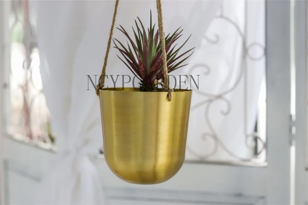 Modern Hanging Metal Flower pot Planter European  American style Succulents Vase Container Gold