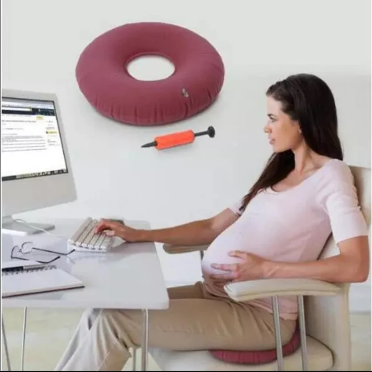 

2019 inflatable flocked pvc ring cushion / round inflatable chair donut seat cushion KXS-23