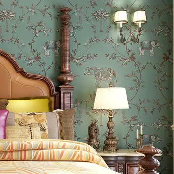 

Southeast Asia Retro Imitation Embroidery Wallpaper Auspicious Stripes Non-woven Wall Paper Roll