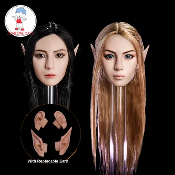 

1:6 Female Head Sculpt Elf Girl Head Carveing With Detachable Ears Model for 12" Phichen Figures