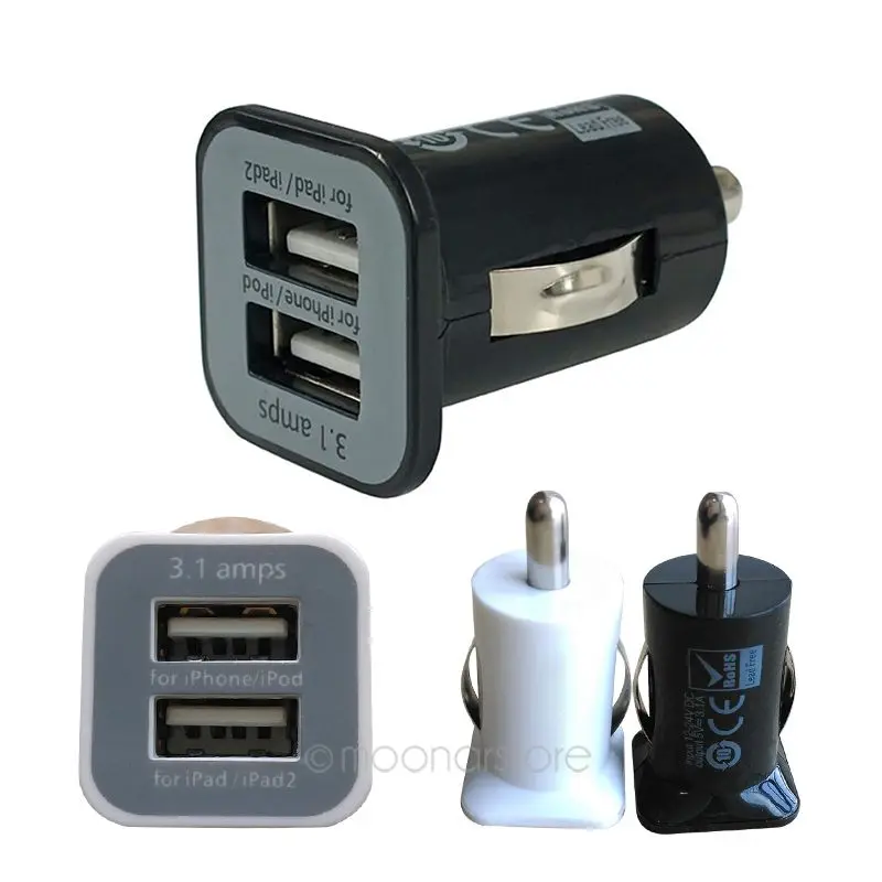 2 USB порта мини зарядное устройство Универсальный двойной Переходник USB для зарядки в машине Пуля для планшетов смартфонов зарядки на автомобиле