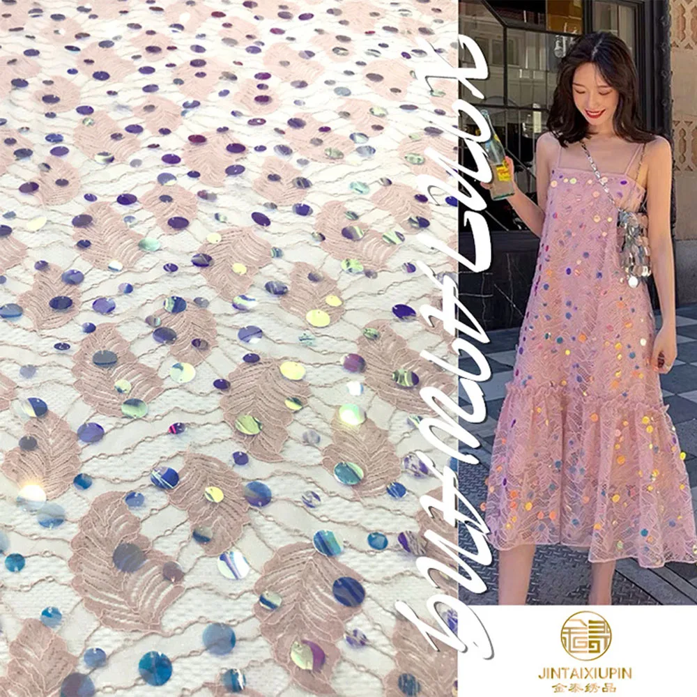 

Latest DIY Apparel Glitter Sequin Mesh African Lace Fabric 2019 High Quality Lace 3D Nigerian Trim Fabrics for Women Wedding