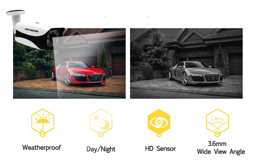 Flash Deal HCVAHDN 5.0MP 4CH Security Camera System CCTV Surveillance Kit 40m Night Vision Camera HDMI P2P  DVR 5MP Video Output Kits 7