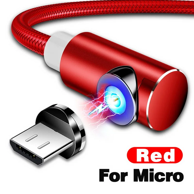 For Micro USB Red INIU 2 м Магнитный кабель Micro Тип usb C Зарядное устройство для зарядки для iPhone XS X XR 8 7 samsung S8 магнит Android телефонный кабель Шнур - Цвет: For Micro USB Red