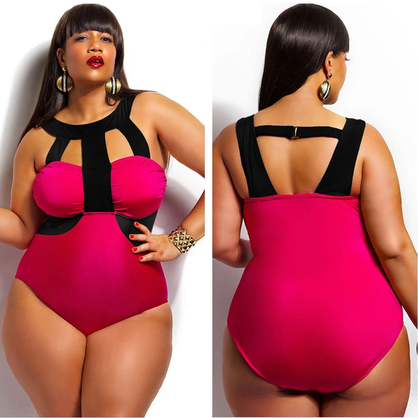 hot pink bathing suit plus size