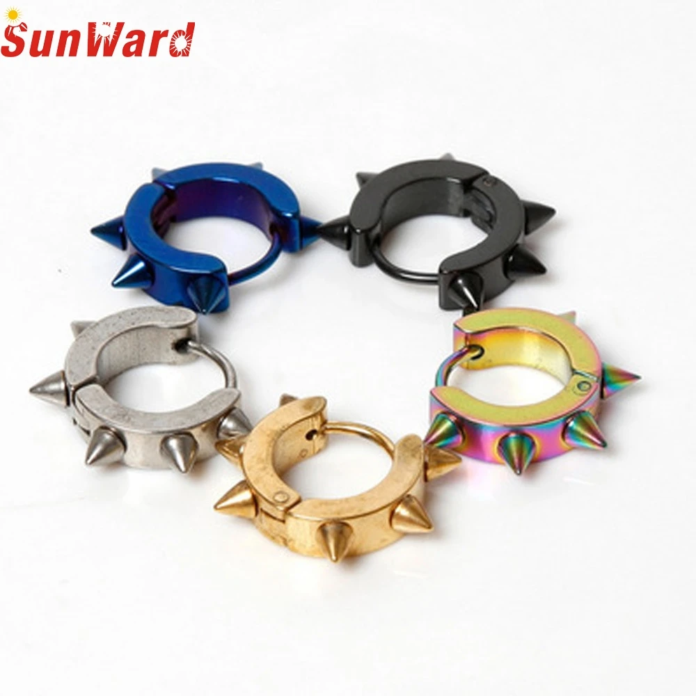 

OTOKY 2018 Hot Sale 1Pair Men/Women Stainless Steel Hoop Spike Circle Huggie Studs Earrings Punk Cool Drop Shipping Mar7