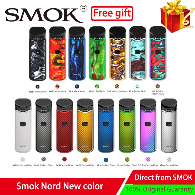 New colors Smok Nord Kit Vape pod 1100mAh Built-in Battery 3ML Pod Cartridge Vape Pen Kit electronic cigarette to Vape Smok