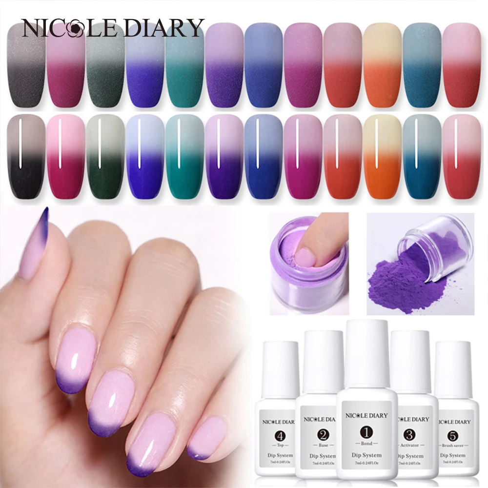 

NICOLE DIARY Thermal Color Changing Dipping Nail Powder Temperature Change Acrylic Glitter Dust Pigment DIY Manicure Nail Art