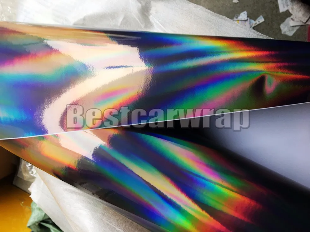black holographic chrome rainbow chrome laser car wrapping film vehicle covering chameleon(10)