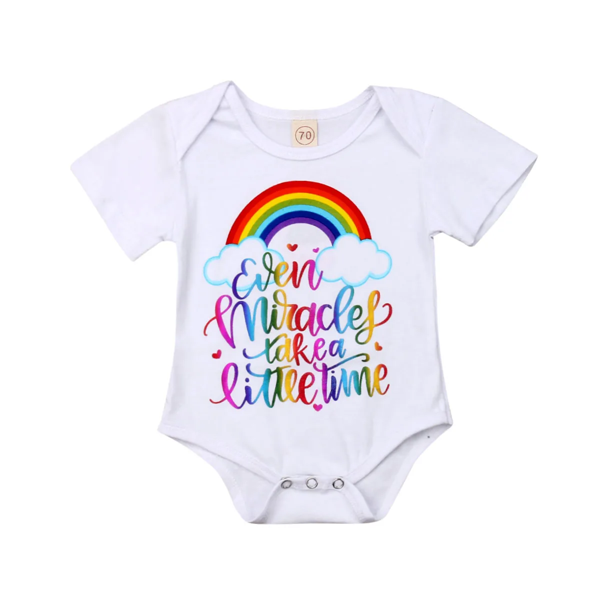 

Newborn Toddler Baby Girls Boys Rainbow Romper Cotton Short Sleeve Colorful Letter Jumpsuit Outfits Clothes Summer 0-18M