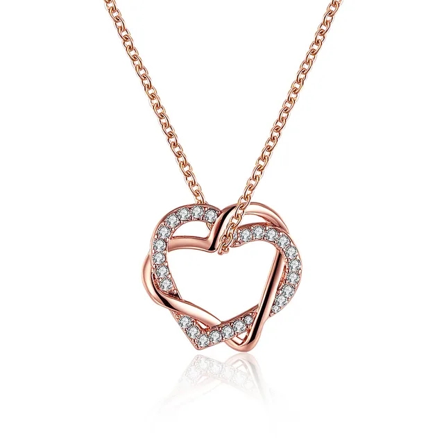 Heart Pendant Femme Necklace Pendant Jewelry Rose Gold Color Gift For Girl