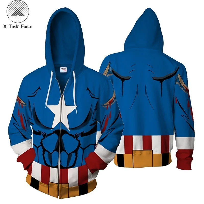 Мода Капитан Америка толстовки для мужчин теплый лайнер Толстовка Marvel
